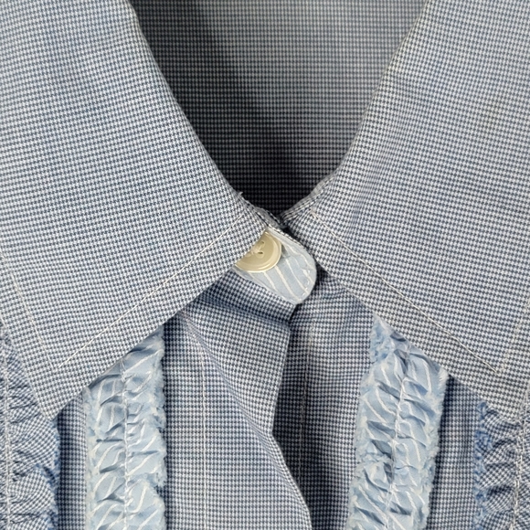 Van Heusen Studio Ruffled Ranchwear Western Blouse Button Down Women's Size M - Picture 9 of 14